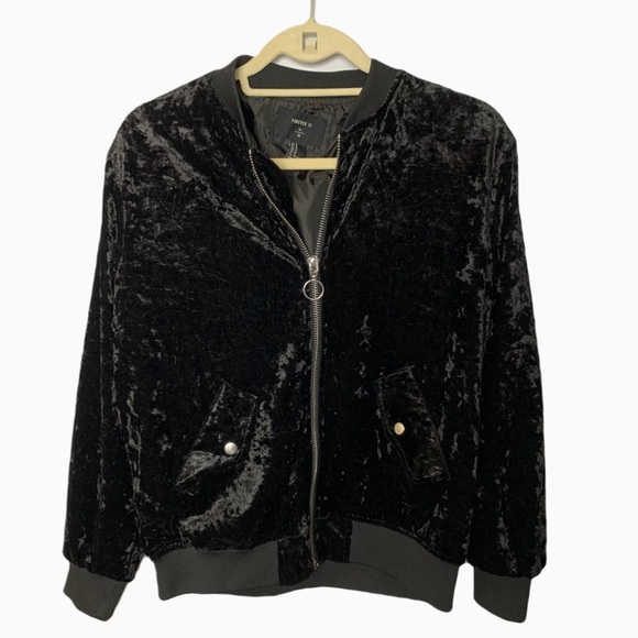 FOREVER 21 Crushed Velvet bomber jacket - Picture 1 of 6